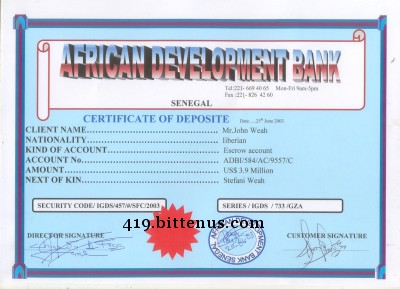 Certificate of Deposite